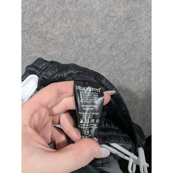 BLANKNYC Vegan Leather NWT Elastic Waist Leg Jogger Slash Pockets Black Pants-29 - Picture 7 of 7